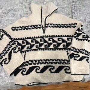 Isabel Marant Cream and Black Patterned Sherpa Coat